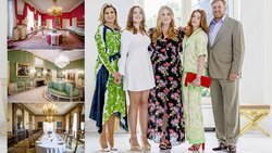 Im Palast finden oft Fotoshootings mit Máxima, Ariane, Amalia, Alexia und Willem-Alexander (v. l.), wie hier 2022, statt.