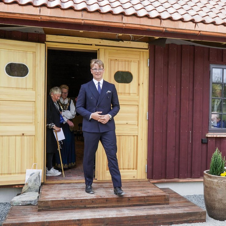 Sverre Magnus bei den Feierlichkeiten zum 250. Jubiläum von Blaafarveværket in Modum