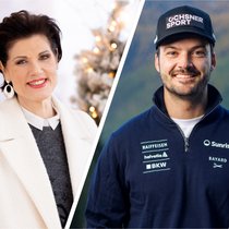 Sie haben guten Grund zur Freude: Walter Andreas Müller, Maja Brunner und Loïc Meillard.