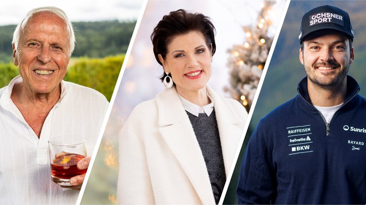 Sie haben guten Grund zur Freude: Walter Andreas Müller, Maja Brunner und Loïc Meillard.
