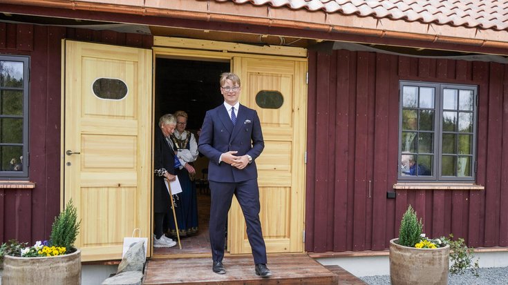 Sverre Magnus bei den Feierlichkeiten zum 250. Jubiläum von Blaafarveværket in Modum